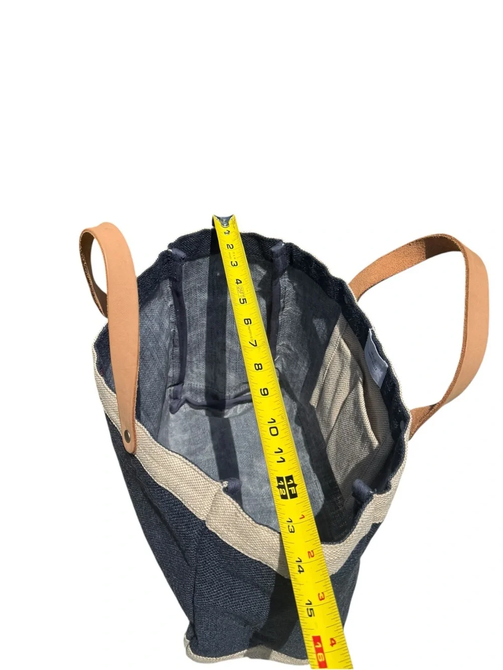 Apolis The Breakers Palm Beach Navy Jute Leather Tote Coastal Resort Beach Bag